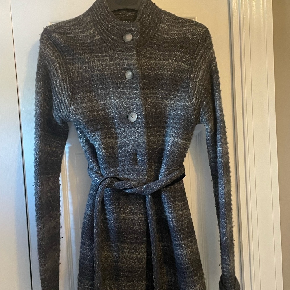 Gray wool sweater coat